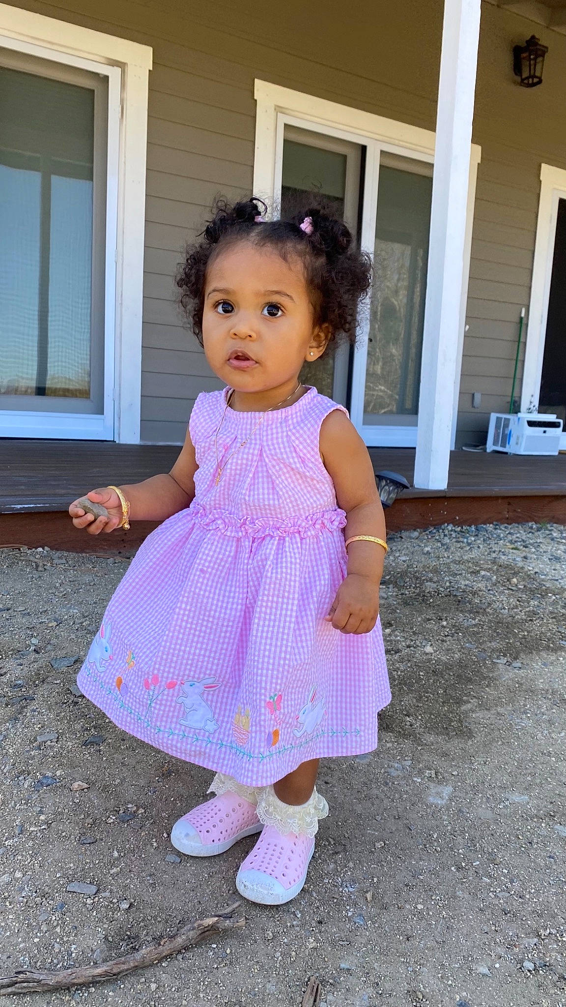 Genesis joined the competition — help win amazing prizes! arm, baby_toddler_clothing, clothing, day_dress, door, dress, face, facial_expression, flooring, hair, happy, head, joint, one_piece_garment, person, pink, purple, skin, sleeve, toddler