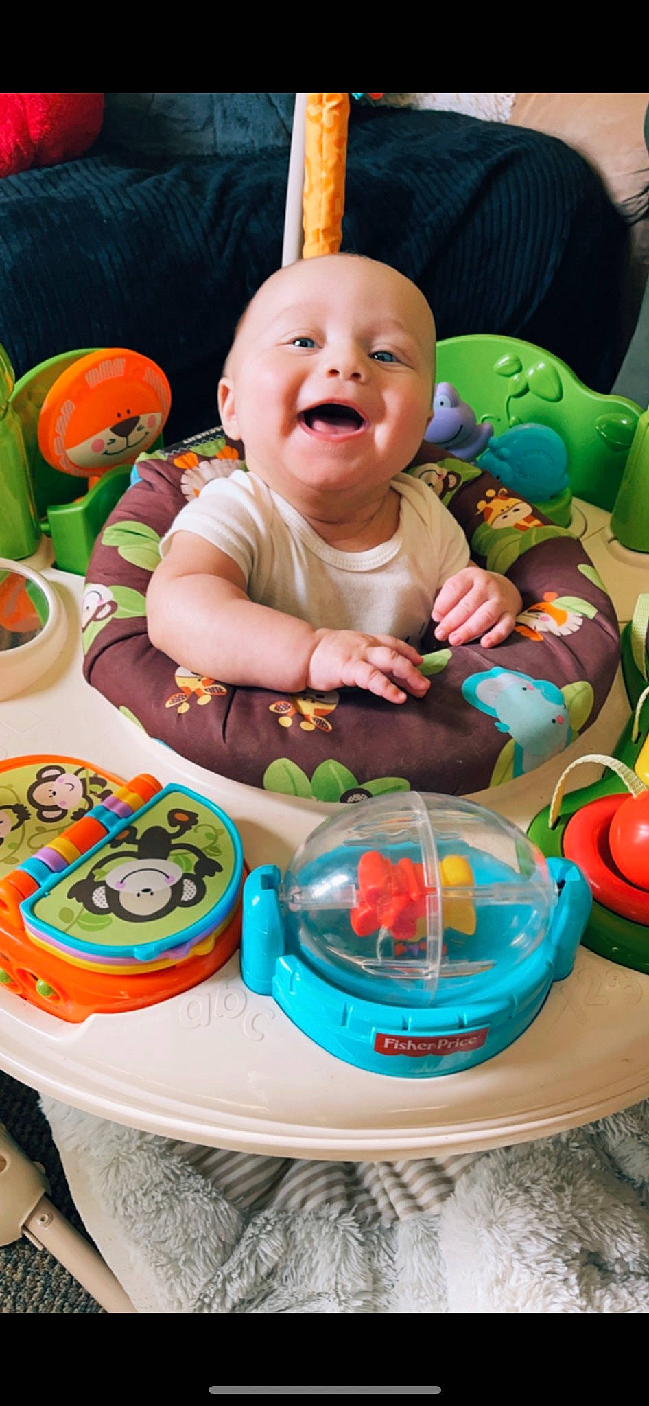 Elijah joined the competition — help win amazing prizes! baby, baby_playing_with_toys, baby_products, baby_toddler_clothing, baby_toys, blue, cheek, child, event, fun, happy, head, leisure, mouth, person, play, product, recreation, smile, toddler