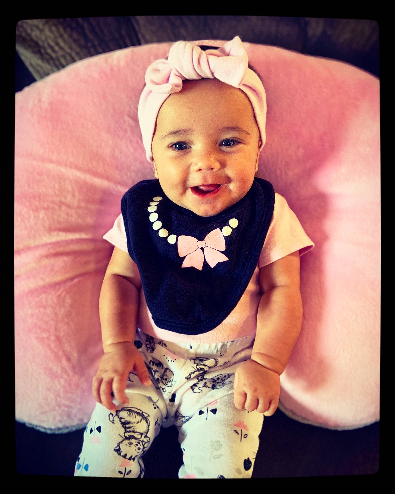 Carly joined the competition — help win amazing prizes! baby, baby_toddler_clothing, beauty, cheek, child, cool, design, eye, face, forehead, hair_accessory, head, human, joy, lip, nose, person, pink, product, skin