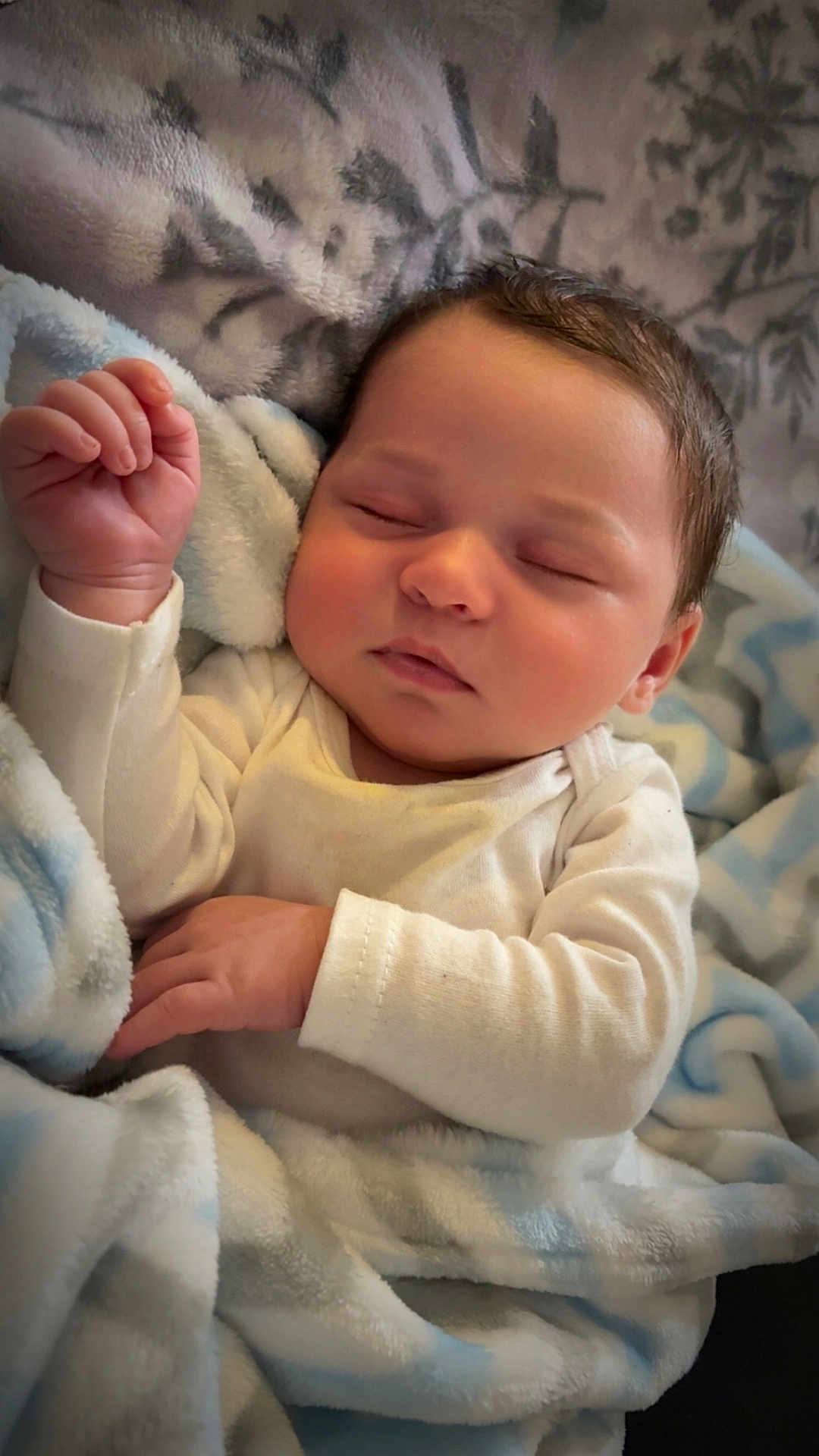 Lorenzo joined the competition — help win amazing prizes! baby, sleeping, blanket, soft, cozy, infant, cute, peaceful, hands, face, clothing, white, blue, bed, rest, newborn, skin, portrait, indoor, comfort