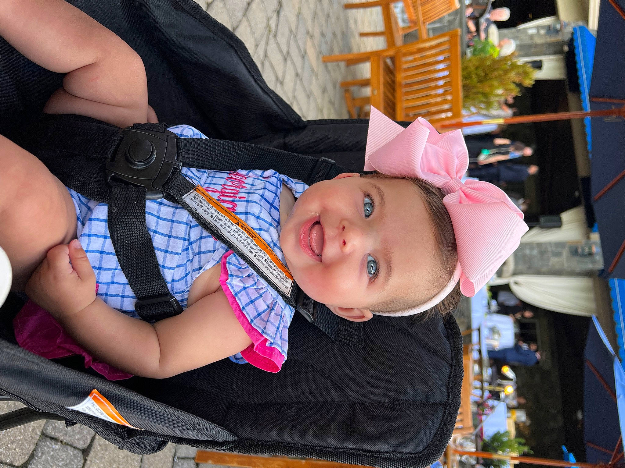 Georgiana is registered to the contest to win money with this photo: baby, baby_carriage, baby_products, baby_toddler_clothing, child, eyewear, fashion_accessory, fun, happy, hat, human_body, joy, lap, leisure, person, sitting, smile, summer, sun_hat, thigh