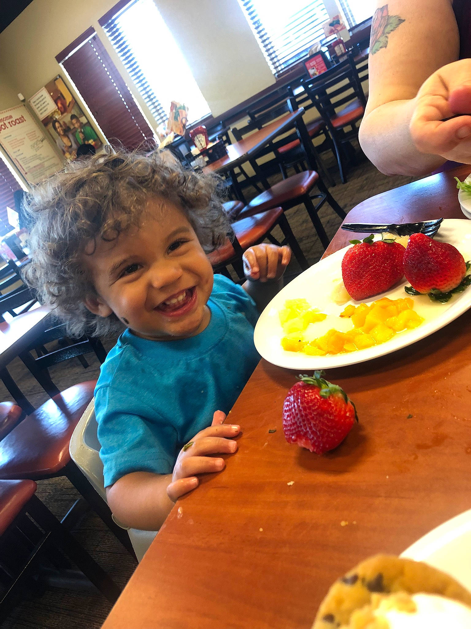Alexander joined the competition — help win amazing prizes! berry, chair, child, cuisine, dish, event, food, fruit, furniture, happy, ingredient, joy, natural_foods, person, plate, produce, recipe, smile, strawberry, table