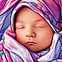 baby, blanket, blue, child, closeup, cozy, cute, face, head_covering, infant, peaceful, pink, portrait, purple, resting, sleeping, soft, swaddled, wrapped, young