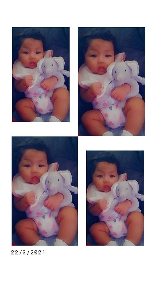 Skylee joined the competition — help win amazing prizes! arm, baby, baby_toddler_clothing, blue, cheek, child, face, facial_expression, finger, gesture, happy, human, mammal, organ, people, person, photograph, pink, product, skin