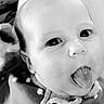 Shaylynn joined the competition — help win amazing prizes! baby, face, tongue, close_up, black_and_white, infant, expression, cute, child, person, portrait, skin, eyes, mouth, head, clothing, playful, tongue_out, young, adorable