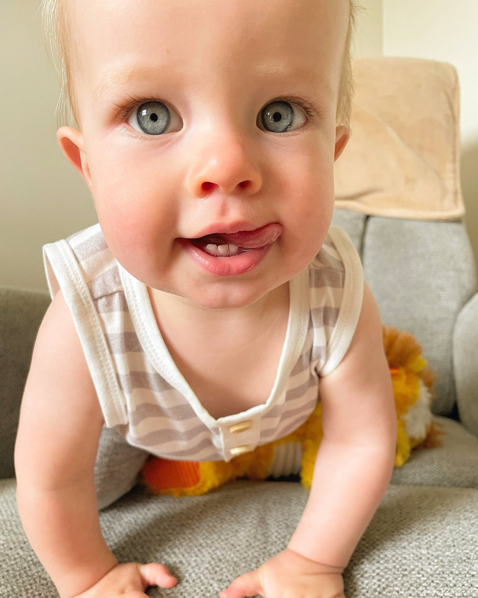 Brecken is registered to the contest to win money with this photo: baby, baby_crawling, baby_toddler_clothing, cheek, chin, eye, face, finger, flooring, happy, head, iris, lip, mouth, nose, person, pink, skin, sleeve, toddler