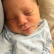 Jahmel is registered to the contest to win money with this photo: baby, blue, child, closeup, clothing, comfort, cozy, cute, duck_pattern, face, infant, newborn, onesie, peaceful, portrait, resting, skin, sleeping, soft_light, tiny
