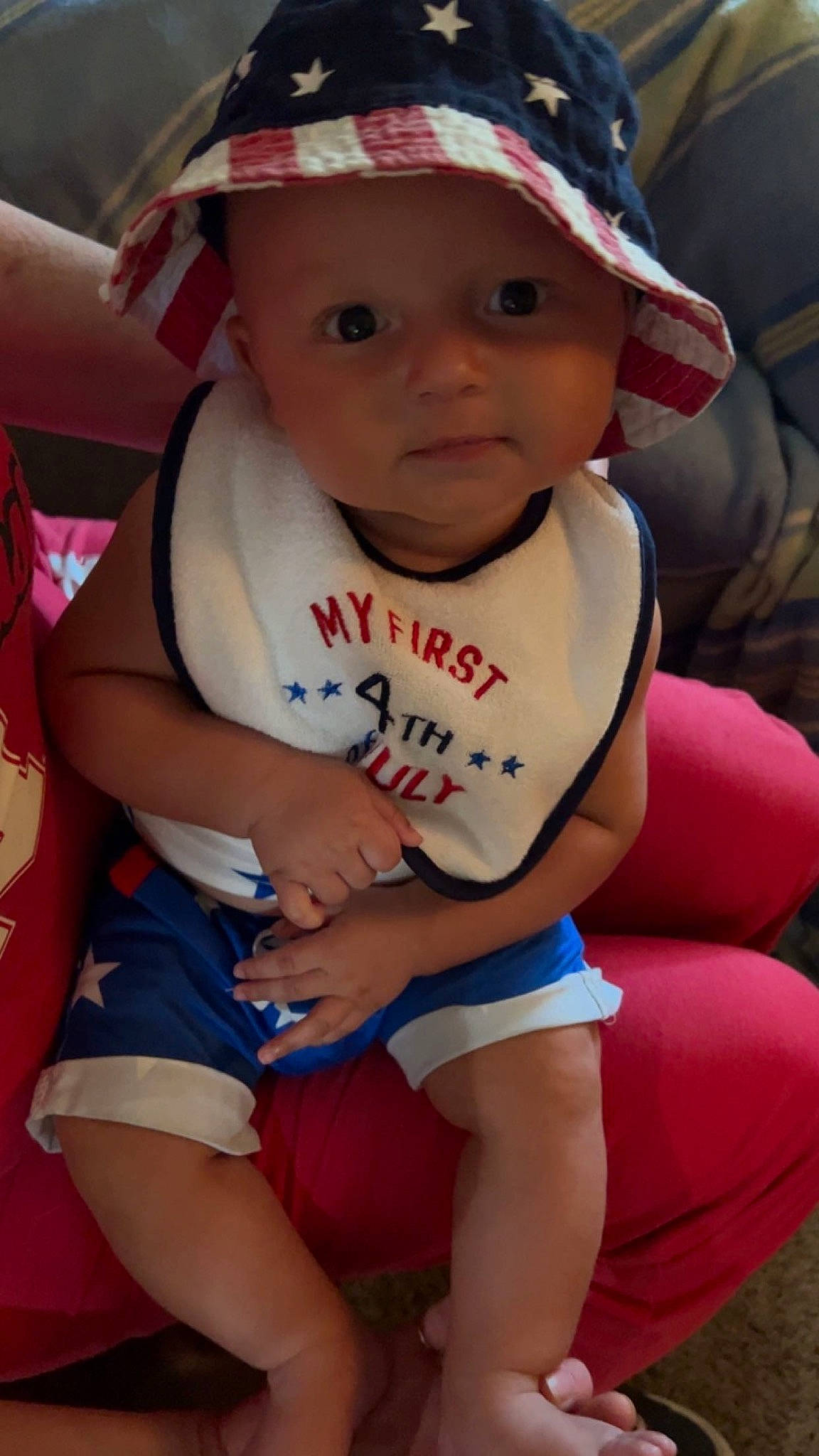 Kyngston joined the competition — help win amazing prizes! baby, baby_toddler_clothing, cap, cheek, child, finger, fun, happy, headwear, human_leg, lap, leg, leisure, mouth, organ, person, pink, red, skin, thigh