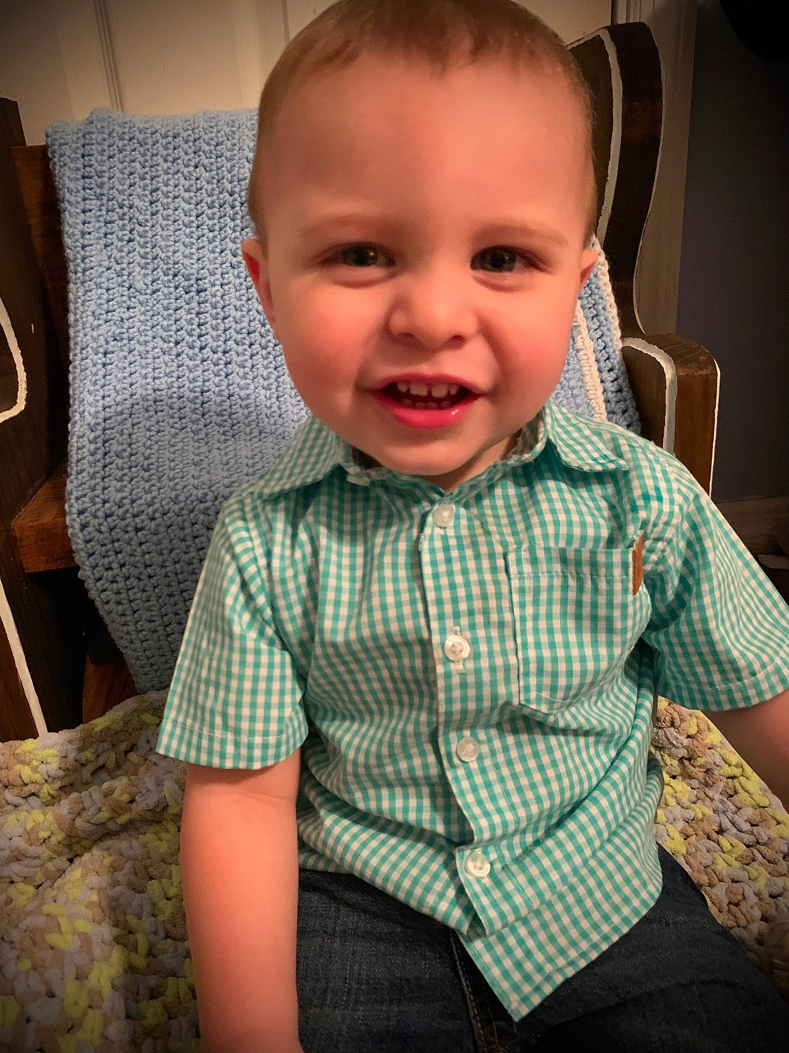 James joined the competition — help win amazing prizes! baby, baby_toddler_clothing, cheek, child, chin, cool, design, eye, face, facial_expression, forehead, head, joy, lip, nose, outerwear, pattern, person, plaid, skin