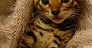 Baghera a rejoint le concours — aidez-le/la à gagner de superbes lots ! kitten, cat, animal, pet, feline, tabby, stripes, cute, cozy, blanket, snuggled, fur, whiskers, ears, closeup, portrait, domestic_animal, young, sleepy, resting