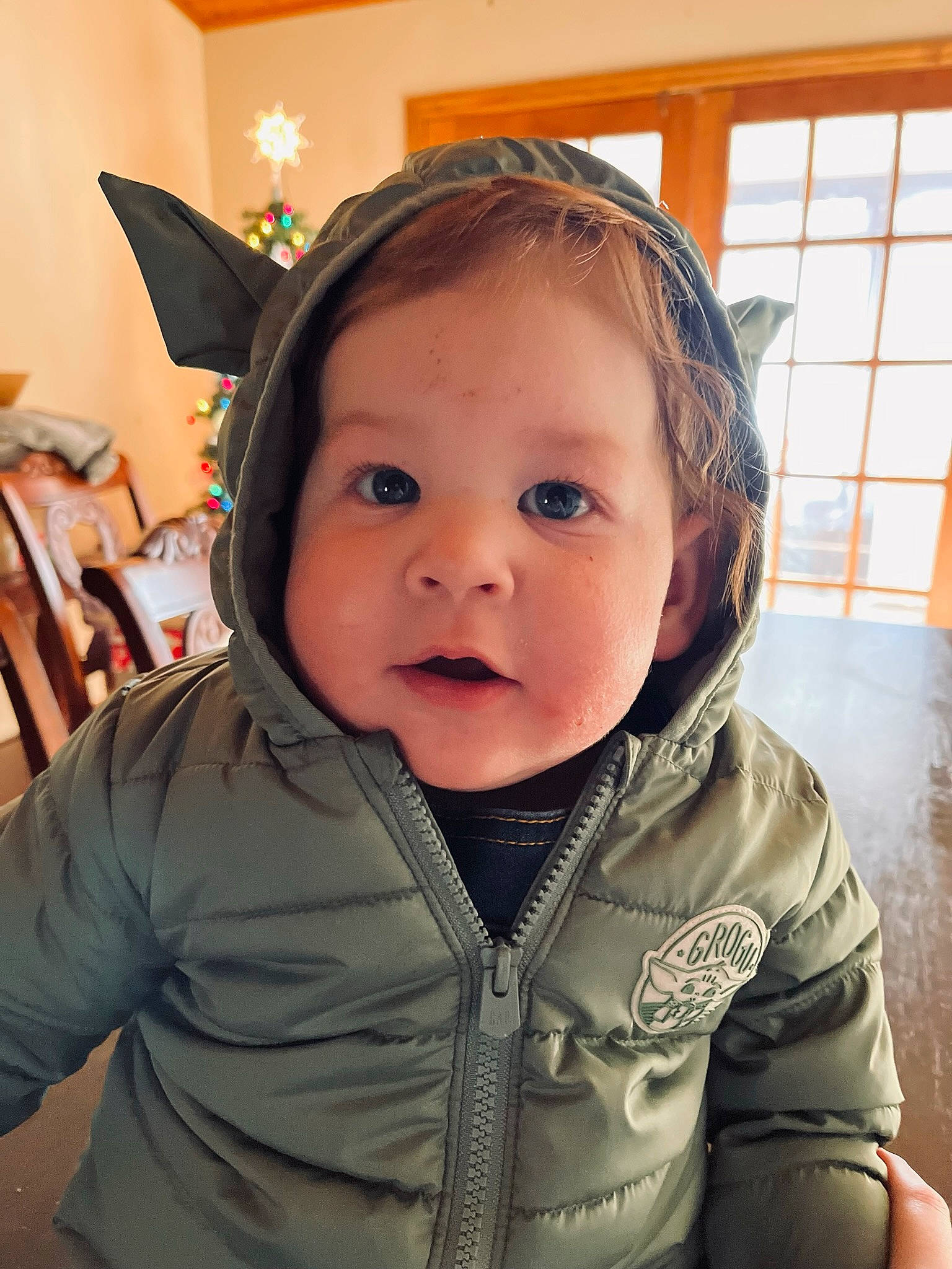 Keion joined the competition — help win amazing prizes! baby, baby_toddler_clothing, cheek, child, comfort, ear, eyebrow, eyelash, fashion_accessory, fun, fur, happy, iris, nose, outerwear, person, personal_protective_equipment, skin, sleeve, surprise