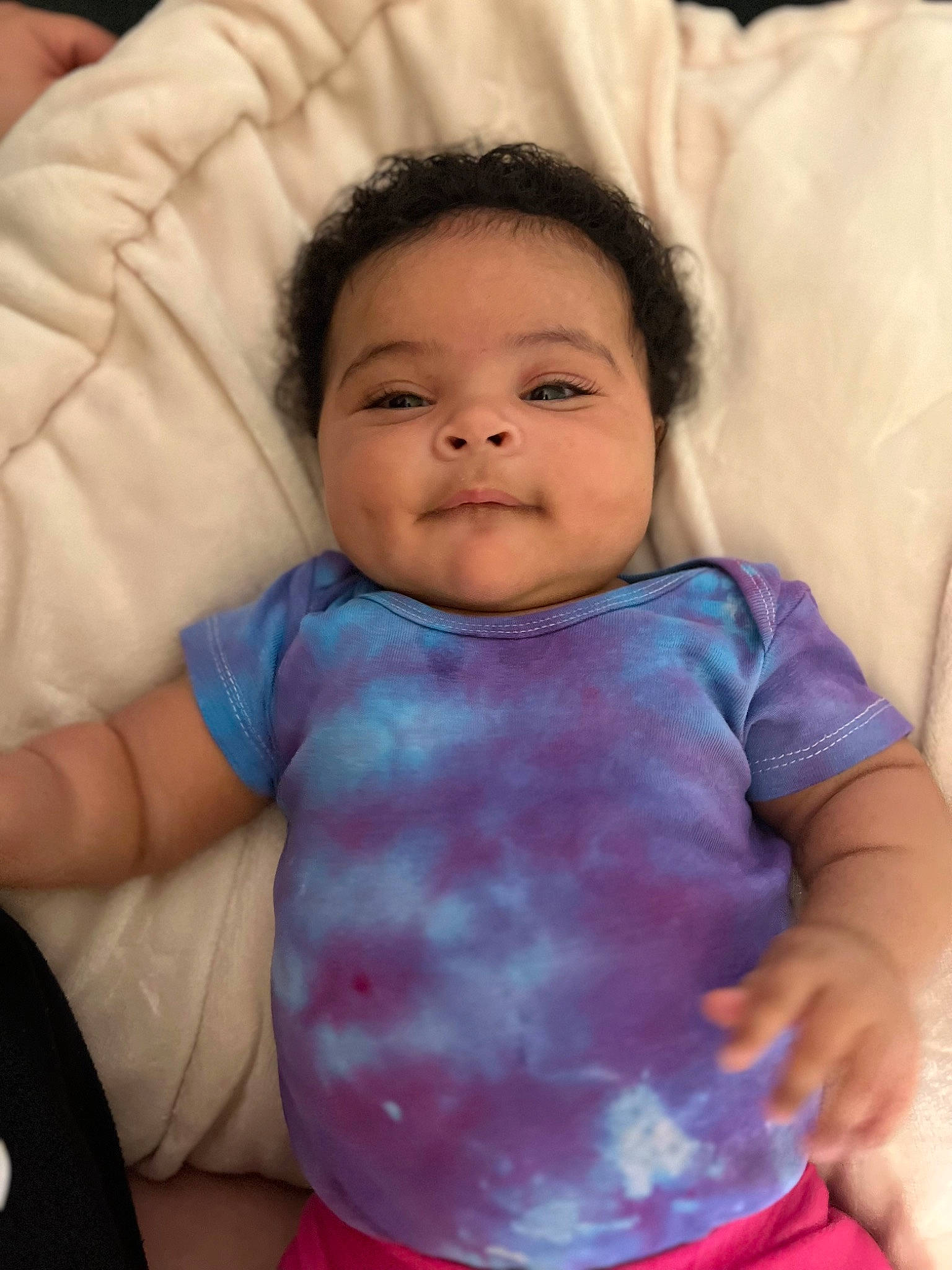 Dominique joined the competition — help win amazing prizes! baby_toddler_clothing, cheek, chin, comfort, eye, face, facial_expression, hair, hairstyle, head, human, lip, mouth, nose, organ, person, product, skin, sleeve, smile