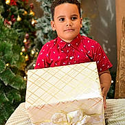 Yadiel Núñez joined the competition — help win amazing prizes! boy, celebration, child, christmas_tree, cute, decorations, festive, festivity, gift, happy, holiday, holiday_lights, indoor, portrait, present, red_shirt, seasonal, smiling, wrapped_box, young