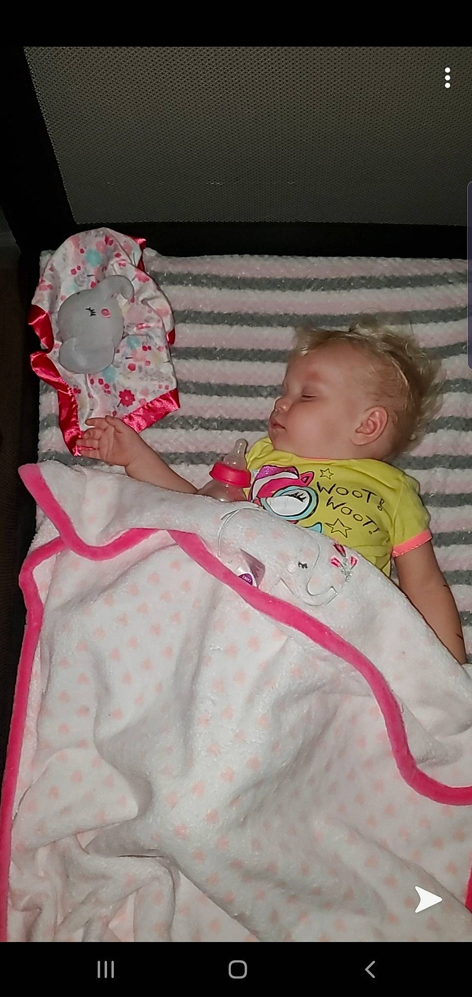 Brooklynn is registered to the contest to win money with this photo: baby, baby_products, bed, bedtime, child, infant_bed, linens, person, pink, product, textile, toddler