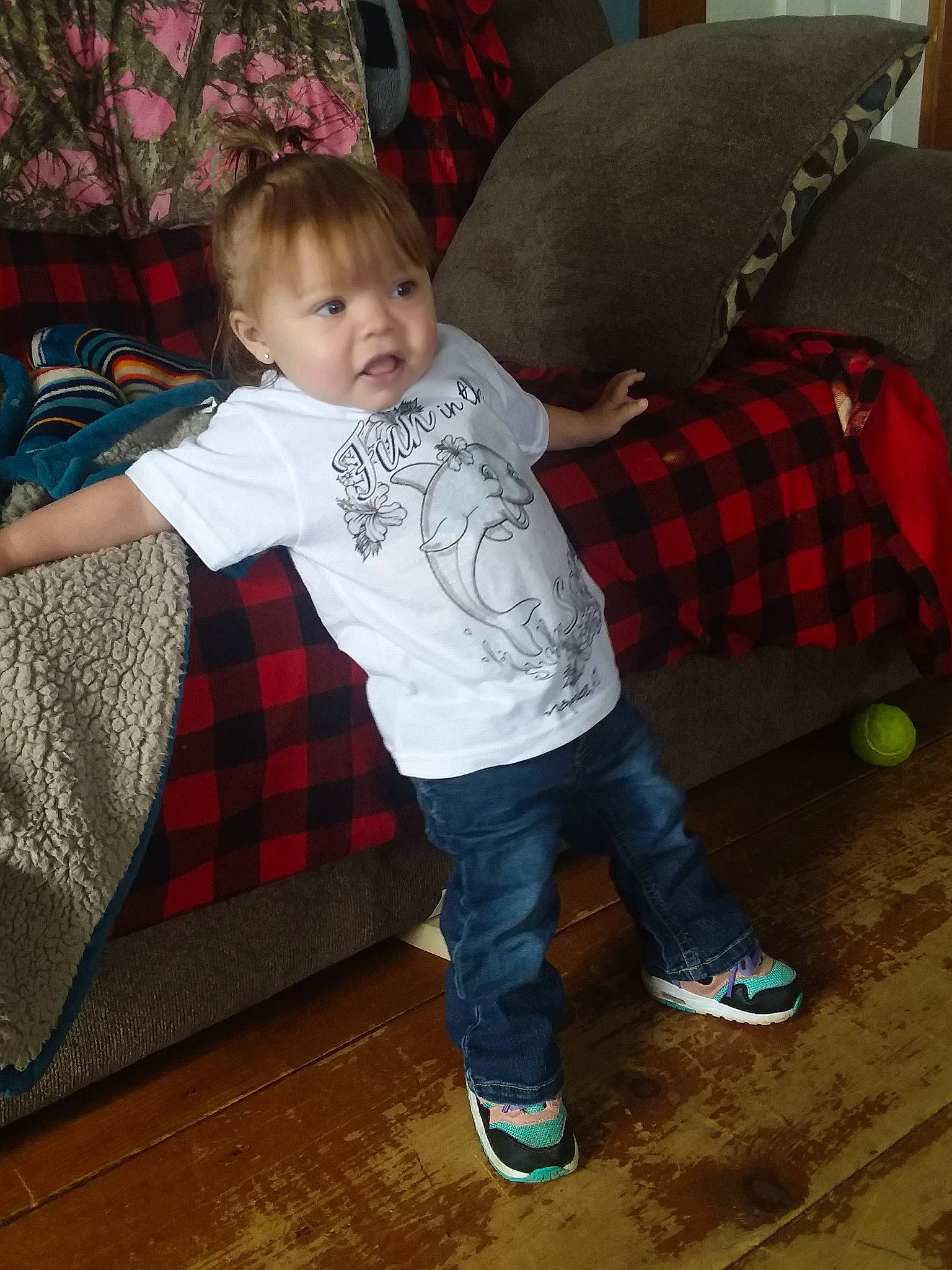 Dorothy joined the competition — help win amazing prizes! baby, child, design, leg, pattern, person, plaid, sitting, tartan, textile, toddler