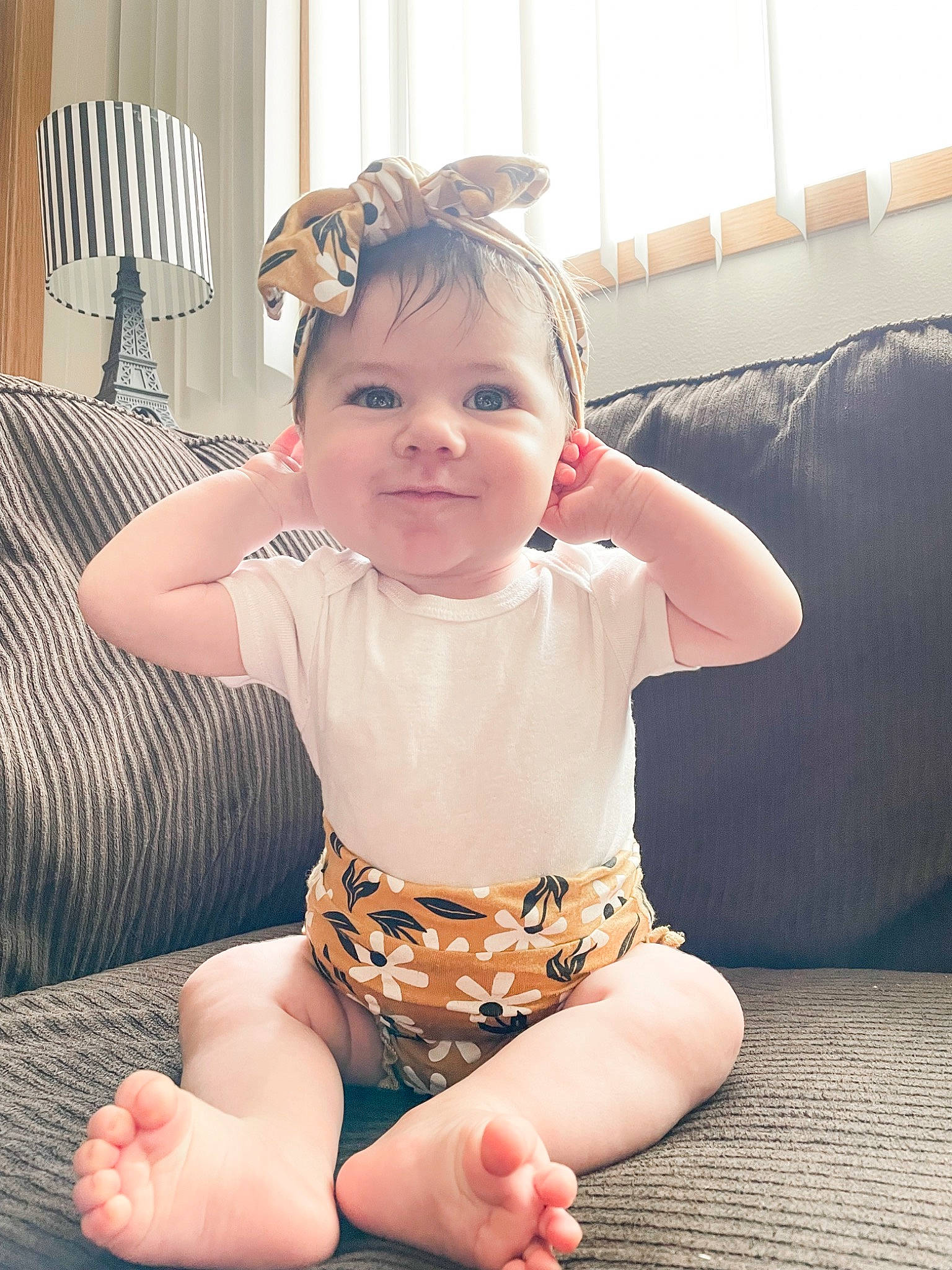 Opal joined the competition — help win amazing prizes! arm, baby, baby_toddler_clothing, cheek, comfort, facial_expression, finger, hairstyle, hand, happy, head, joint, joy, knee, leg, neck, person, shoulder, skin, sleeve