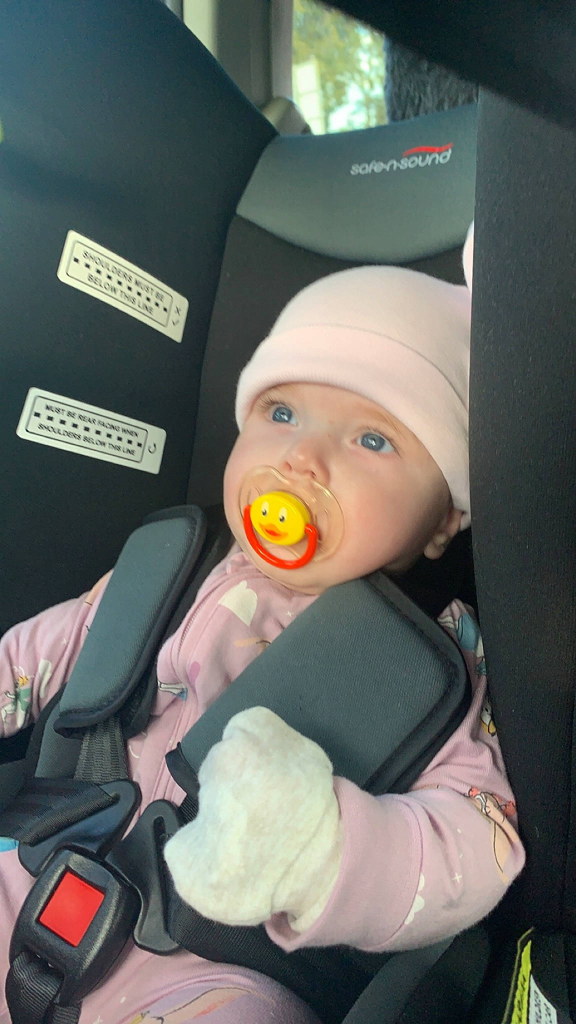 Laylah joined the competition — help win amazing prizes! auto_part, baby, baby_carriage, baby_in_car_seat, baby_products, baby_safety, cap, car_seat, cheek, child, hat, headwear, person, personal_protective_equipment, plastic, service, stuffed_toy, thumb, toddler, toy