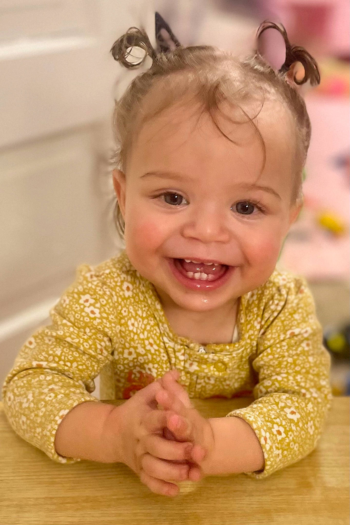 Jaelyn joined the competition — help win amazing prizes! baby, baby_toddler_clothing, cheek, child, chin, dress, ear, eyelash, gesture, hair, hairstyle, happy, head, iris, joy, person, pink, skin, sleeve, smile