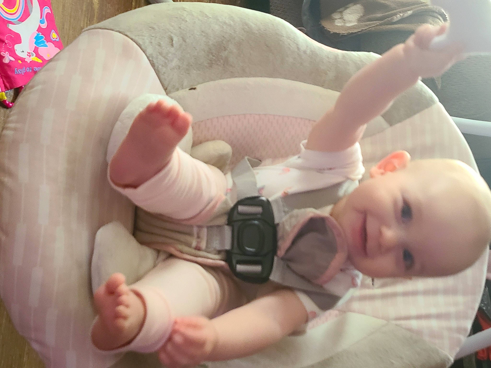 Rylee joined the competition — help win amazing prizes! arm, baby, cheek, comfort, eye, facial_expression, finger, gesture, hairstyle, hand, head, human_body, joy, leg, mammal, mouth, organ, person, product, skin