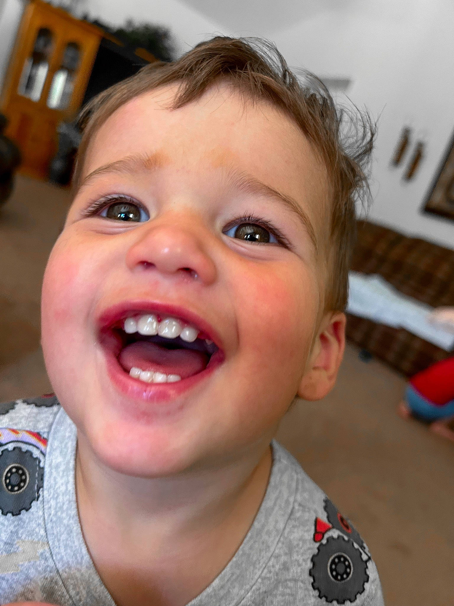 Kash is registered to the contest to win money with this photo: cheek, chin, ear, eye, eyebrow, eyelash, face, happy, head, iris, jaw, lip, mouth, neck, nose, person, skin, smile, toddler, tongue