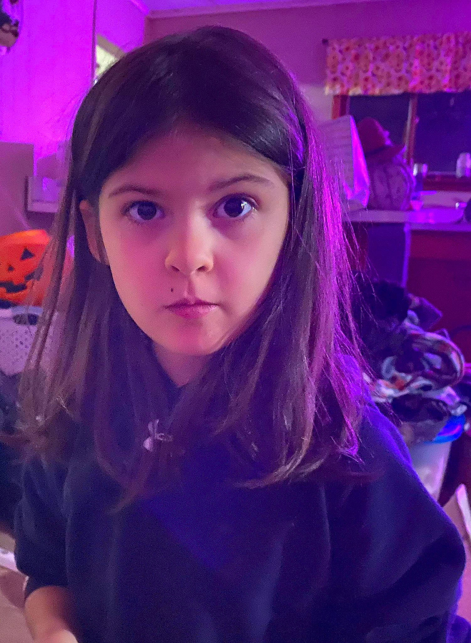 Sky is registered to the contest to win money with this photo: bangs, black_hair, chin, cool, ear, eyebrow, eyelash, flash_photography, forehead, happy, iris, jaw, lip, mouth, neck, nose, person, pink, purple, skin