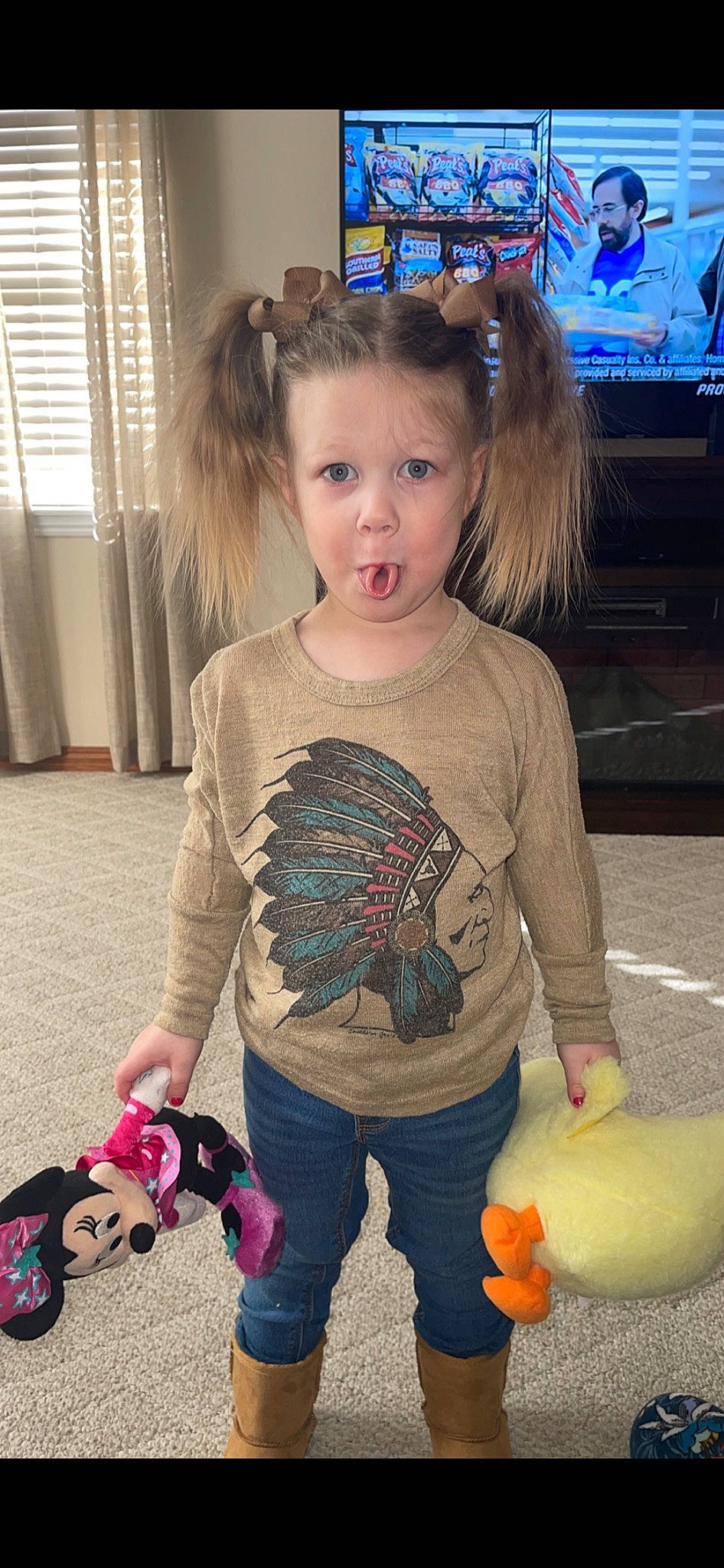 Raylin joined the competition — help win amazing prizes! baby_toddler_clothing, blue, cool, fashion, hairstyle, happy, iris, jeans, joint, organ, person, photograph, pink, skin, sleeve, standing, television, textile, white, window