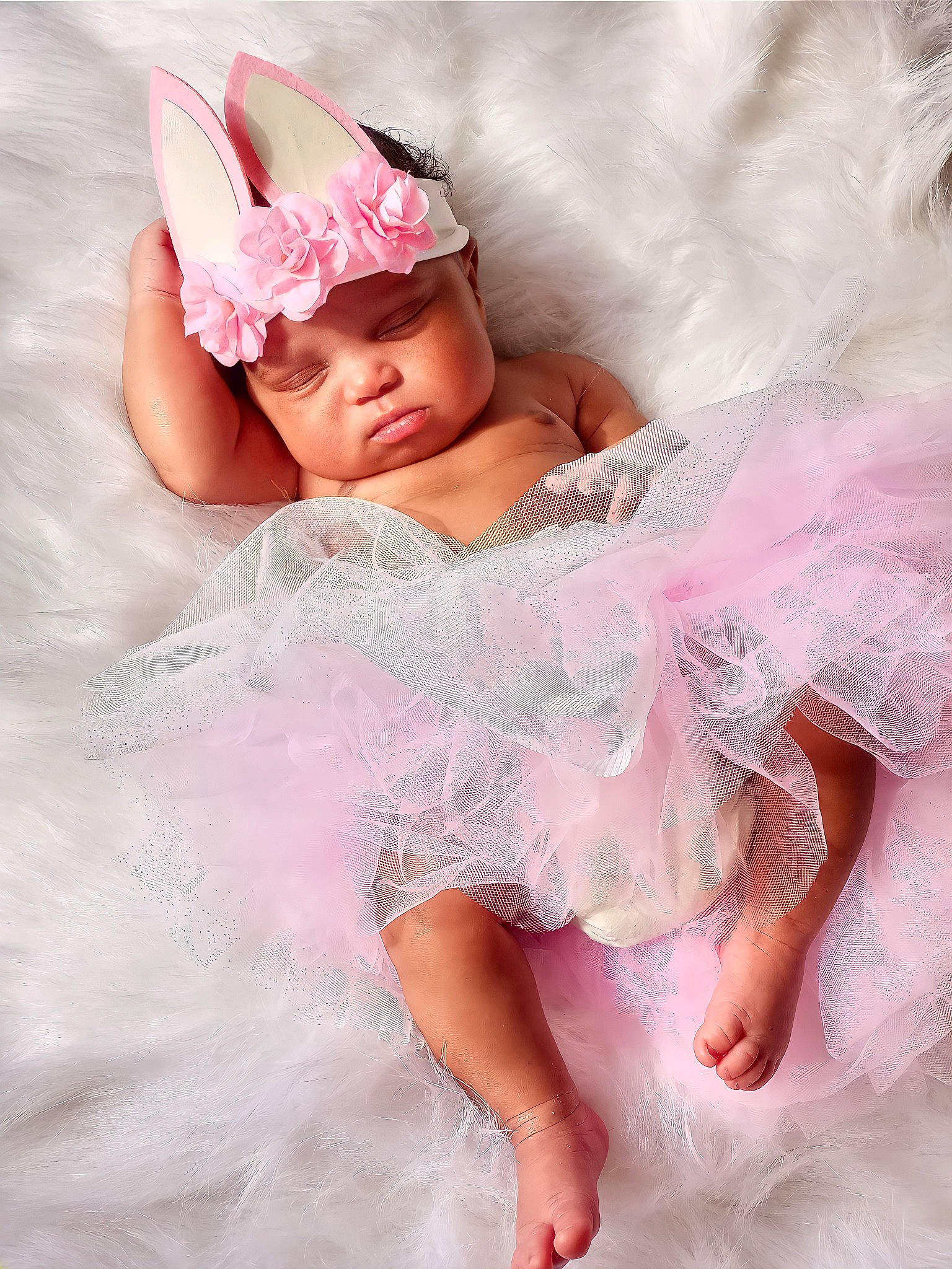 Bria joined the competition — help win amazing prizes! baby, baby_toddler_clothing, bridal_accessory, child, comfort, embellishment, event, flash_photography, fur, happy, headband, headgear, headpiece, headwear, leg, magenta, mythical_creature, person, petal, pink