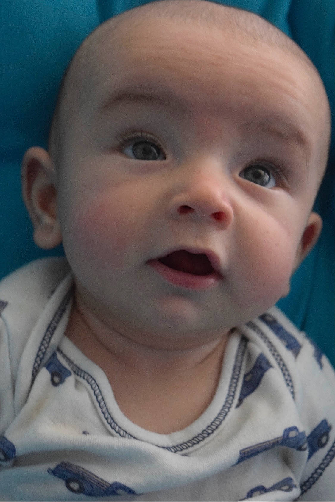 Kaden joined the competition — help win amazing prizes! baby, baby_toddler_clothing, blue, cheek, child, chin, close_up, ear, eyebrow, eyelash, fun, iris, lip, mammal, mouth, nose, person, skin, sleeve, toddler