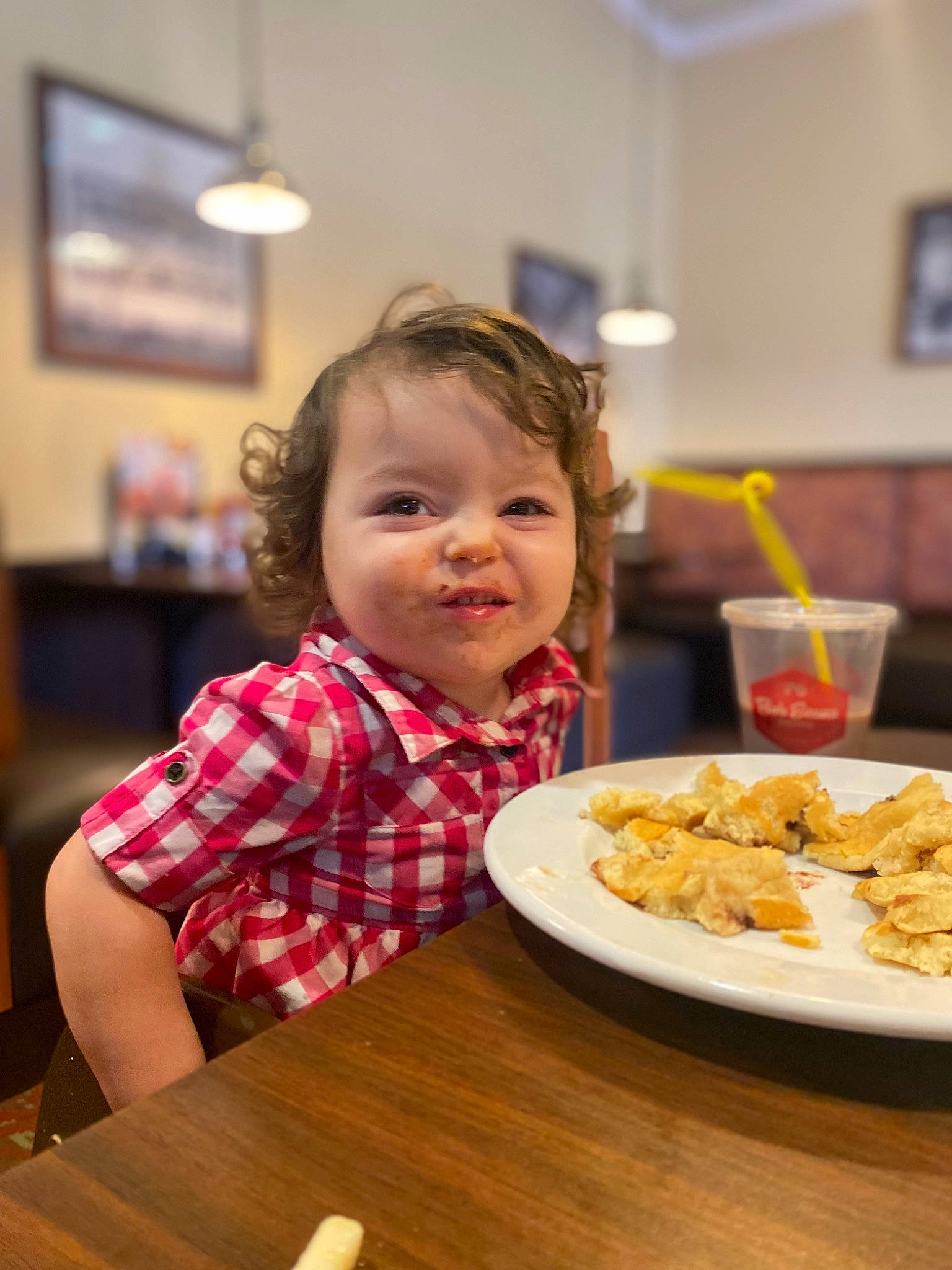 Wrenley joined the competition — help win amazing prizes! chair, comfort_food, cooking, desk, dishware, event, finger_food, food, ingredient, person, picture_frame, plaid, plate, recipe, sharing, smile, table, tableware, television, toddler
