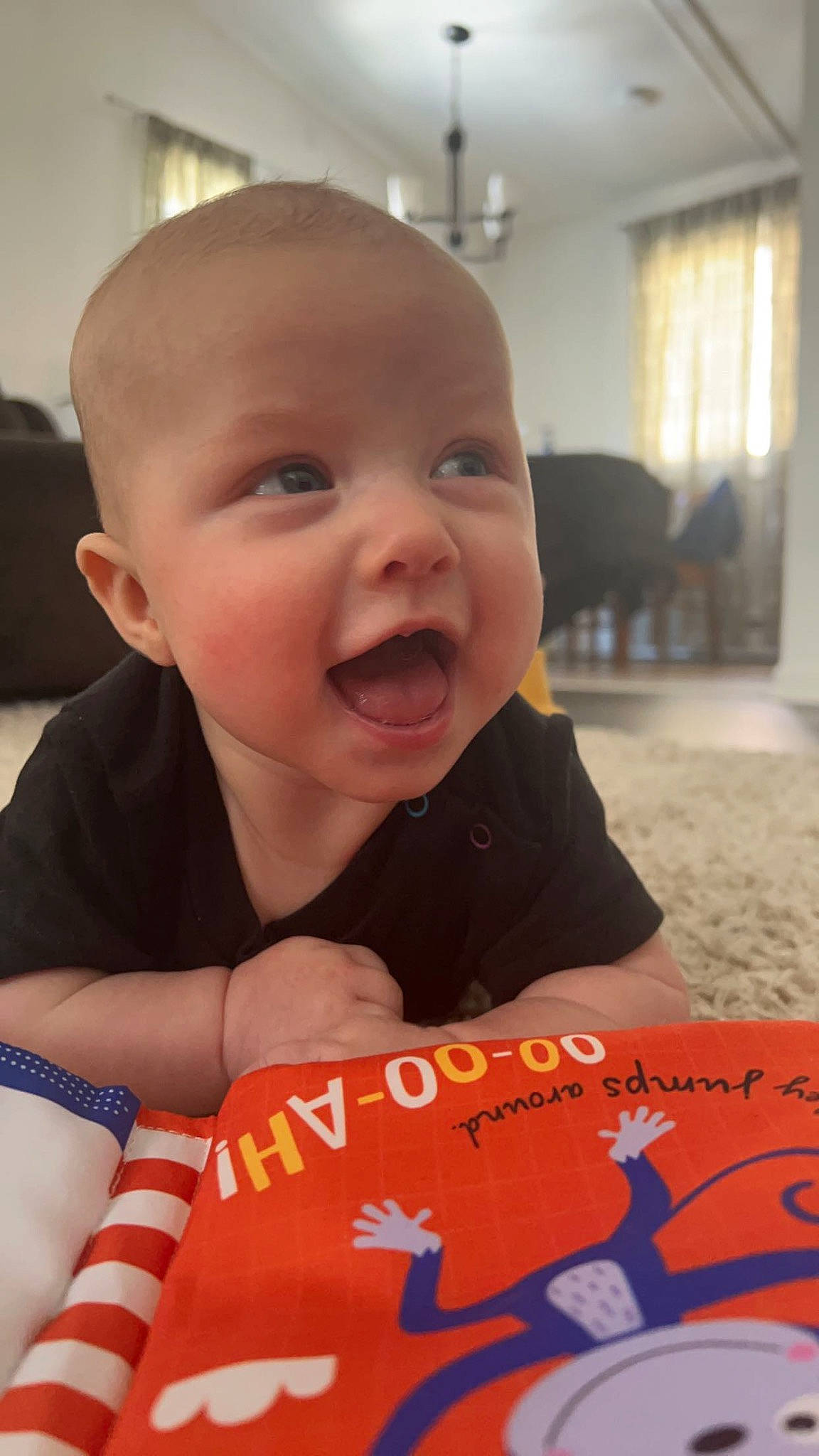 Sofia joined the competition — help win amazing prizes! baby, baby_toddler_clothing, carmine, cheek, child, finger, flooring, fun, happy, iris, lip, mouth, nose, orange, people, person, skin, smile, thumb, toddler
