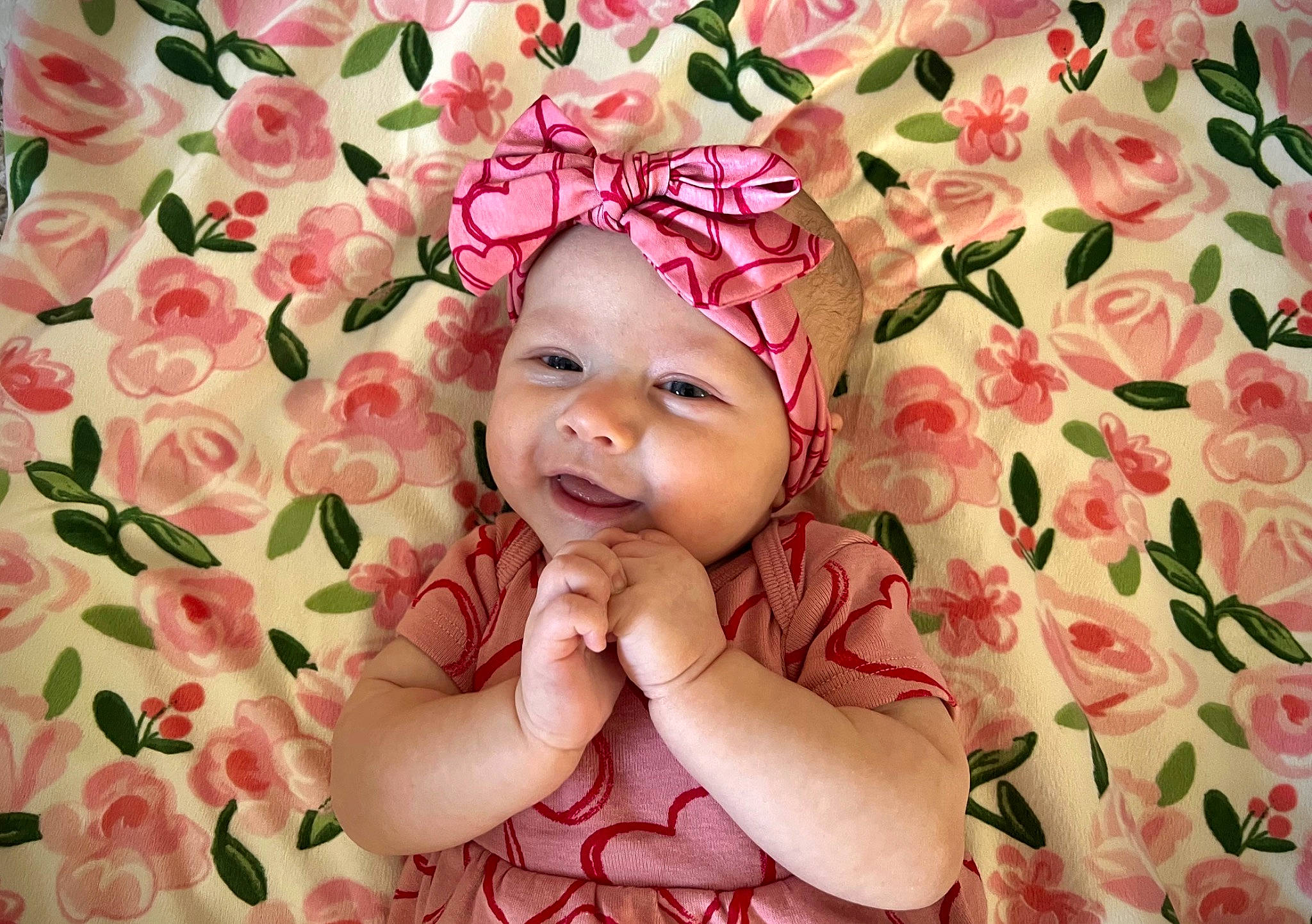 Sofia joined the competition — help win amazing prizes! baby, baby_toddler_clothing, beauty, cheek, child, face, happy, headwear, leaf, lip, magenta, pattern, people_in_nature, person, petal, photograph, pink, plant, red, skin