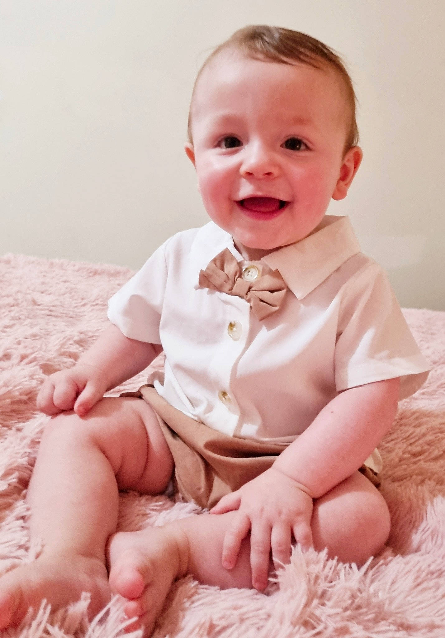 Khai joined the competition — help win amazing prizes! baby, baby_toddler_clothing, blond, cheek, collar, face, finger, flash_photography, hand, happy, head, iris, joy, knee, person, photograph, pink, skin, sleeve, smile