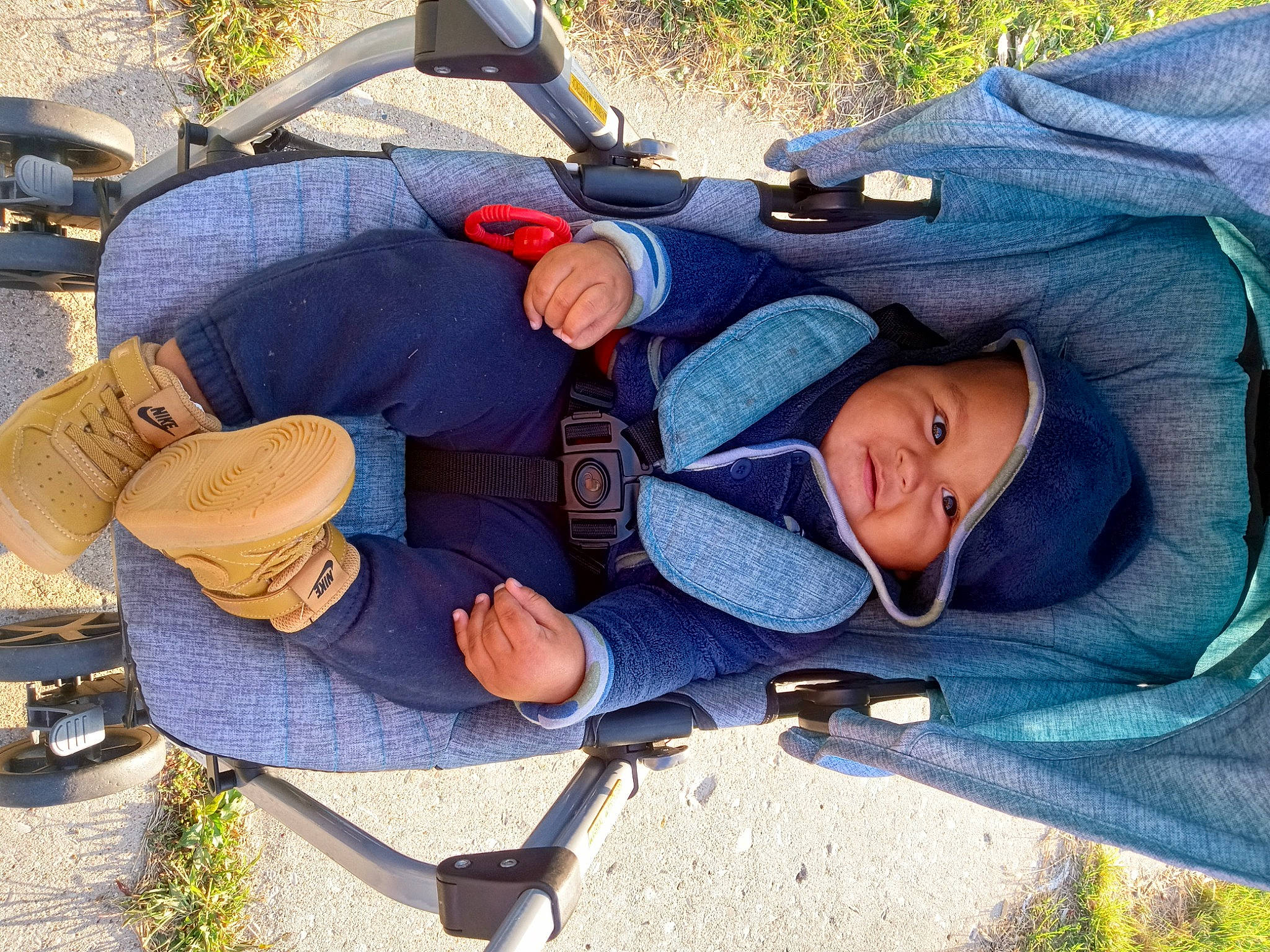 Xzavier joined the competition — help win amazing prizes! baby, baby_products, child, comfort, cowboy_hat, grass, hat, headwear, leisure, person, plant, recreation, smile, toddler, tree, walking_shoe