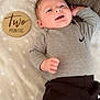 Kylo joined the competition — help win amazing prizes! baby, infant, newborn, two_months, milestone_sign, wooden_sign, blanket, onesie, smile, lying_down, carpet, hand, face, portrait, nike_logo, cozy, cute, happy, soft_texture, indoors