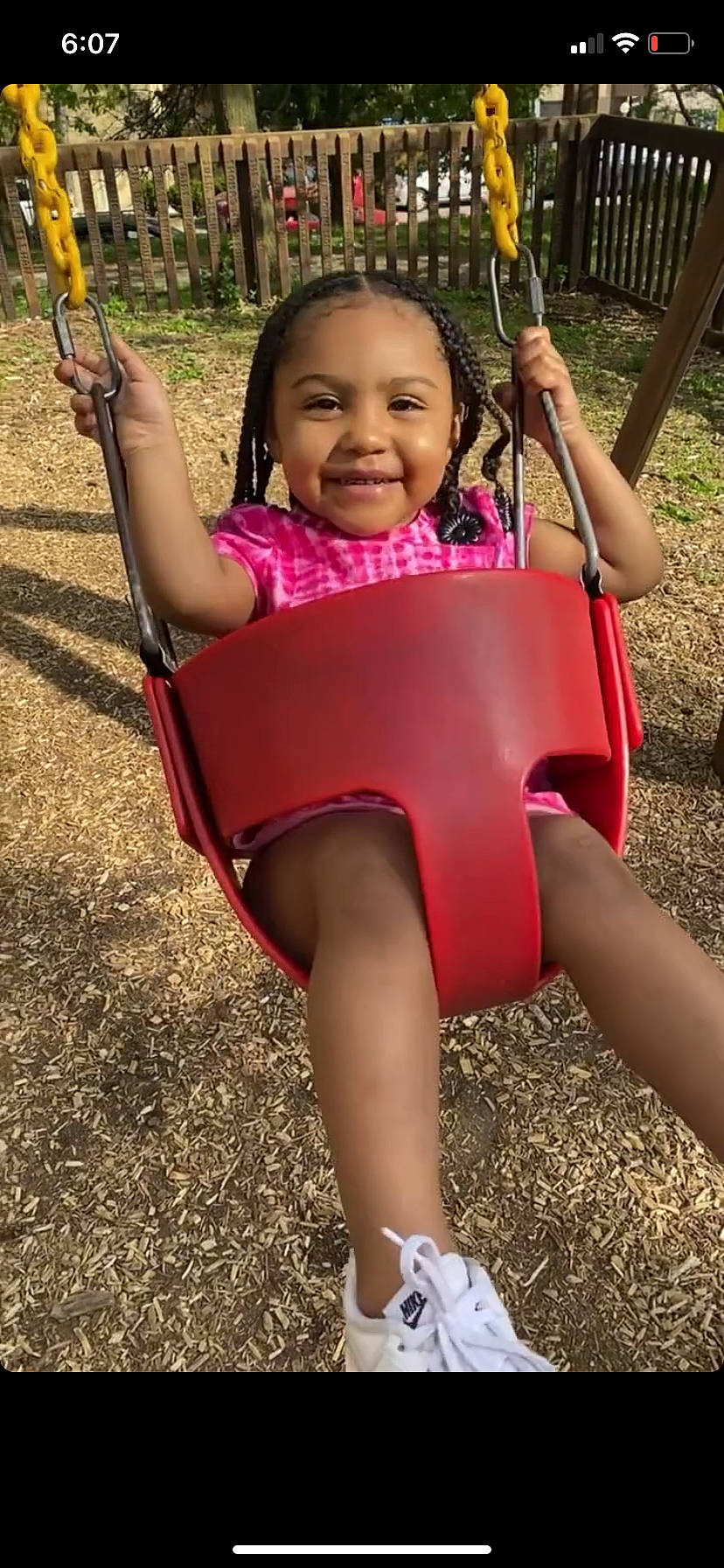 Camryn joined the competition — help win amazing prizes! arm, black, eye, face, facial_expression, fun, grass, hair, hand, happy, head, joy, leg, lip, people_in_nature, person, pink, skin, smile, thigh