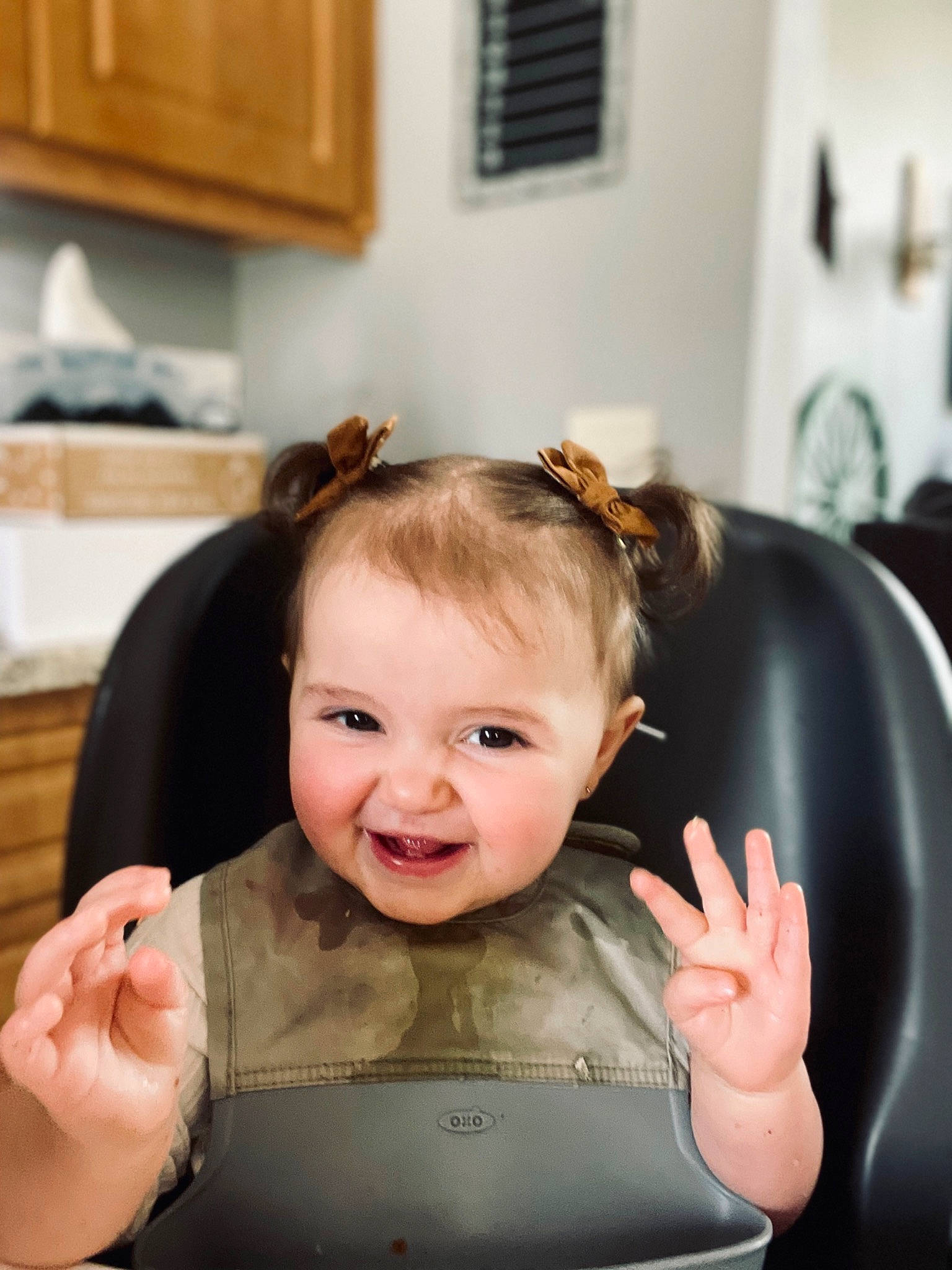 Addyson is registered to the contest to win money with this photo: baby, baby_toddler_clothing, cheek, chin, comfort, dress, ear, eyebrow, eyelash, facial_expression, finger, gesture, hair, hairstyle, hand, head, mouth, person, skin, smile