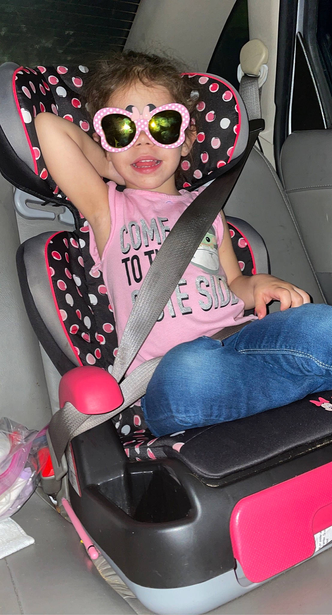 Lydia joined the competition — help win amazing prizes! auto_part, automotive_design, automotive_exterior, car, car_seat, car_seat_cover, eyewear, goggles, magenta, motor_vehicle, person, pink, product, steering_part, steering_wheel, sunglasses, toddler, vehicle, vehicle_door, vision_care