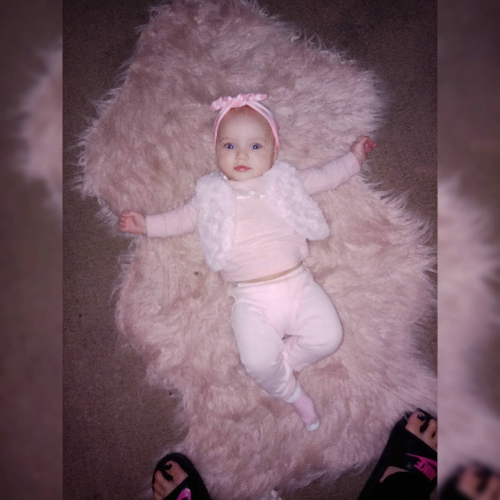 Mahlani joined the competition — help win amazing prizes! baby, child, costume, doll, ear, eye, face, fictional_character, fur, head, person, pink, shoe, skin, toddler, toy, white, wig