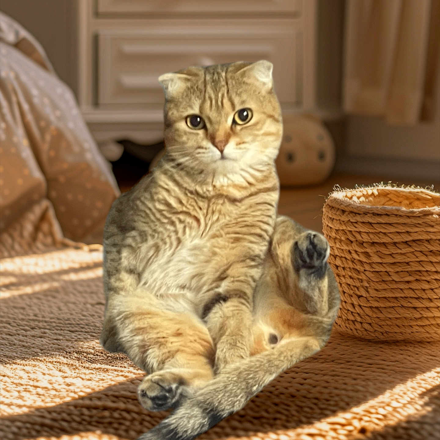 Kahve is registered to the contest to win money with this photo: abyssinian, animal, architecture, basket, bed, building, cat, chair, couch, drawer, furniture, hardwood, homedecor, indoors, kitten, livingroom, manx, pet, room, wood