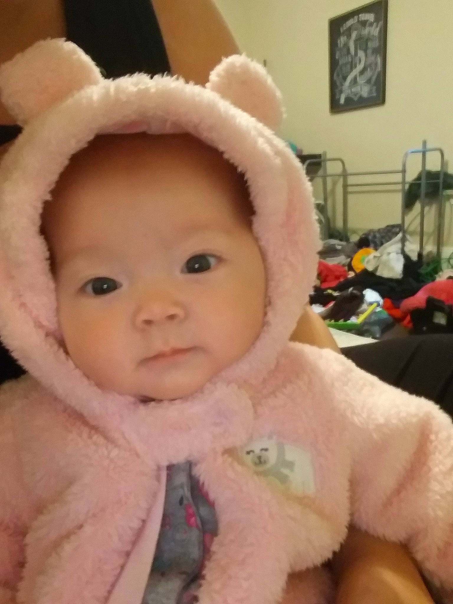 Celina joined the competition — help win amazing prizes! baby, cheek, child, ear, eye, face, fur, head, headgear, lip, nose, person, pink, skin, smile, toddler