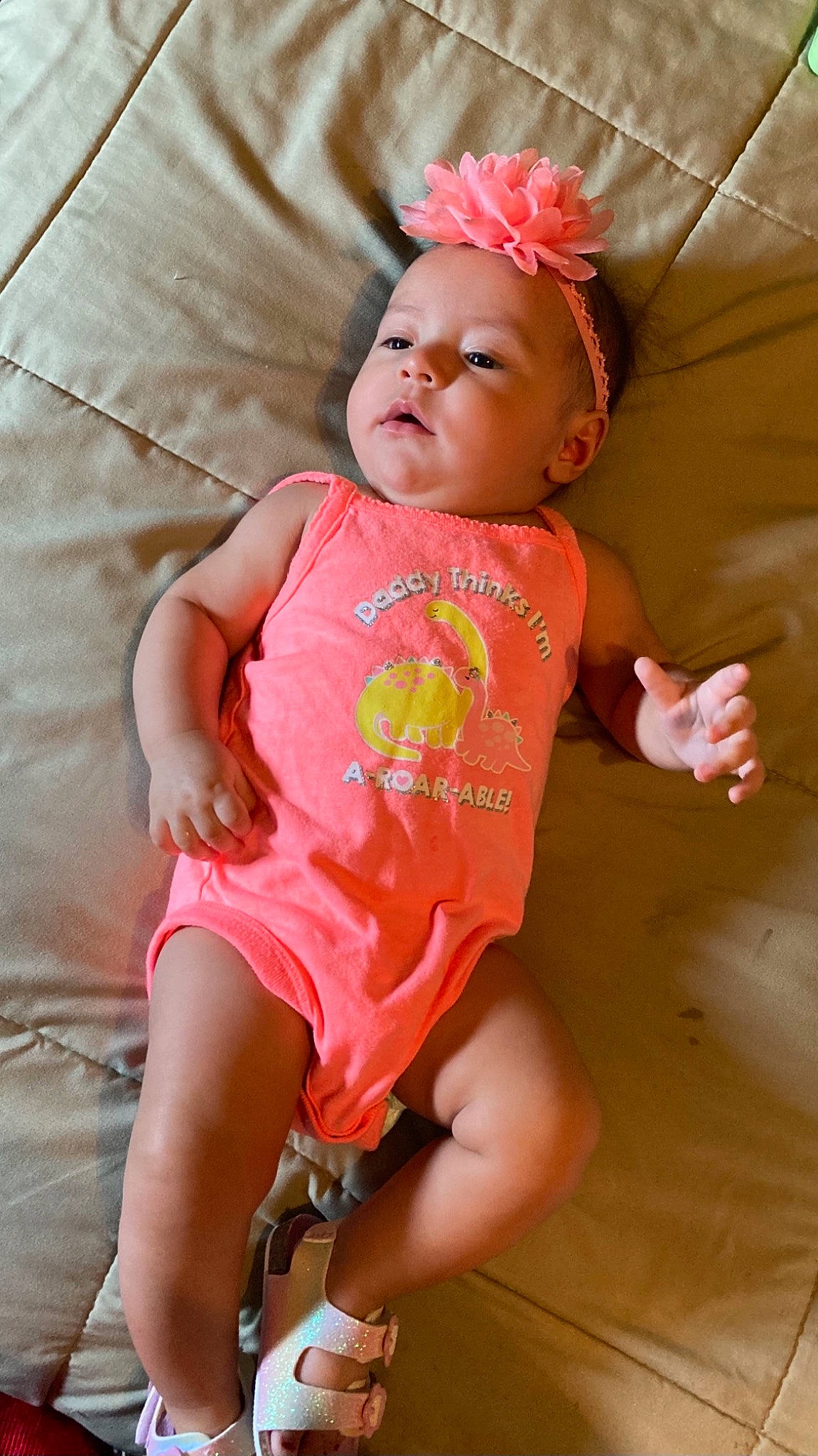 Jaylee joined the competition — help win amazing prizes! baby, baby_toddler_clothing, cheek, child, comfort, eye, eyelash, face, finger, hand, happy, iris, lip, nose, orange, person, pink, skin, sleeve, thigh