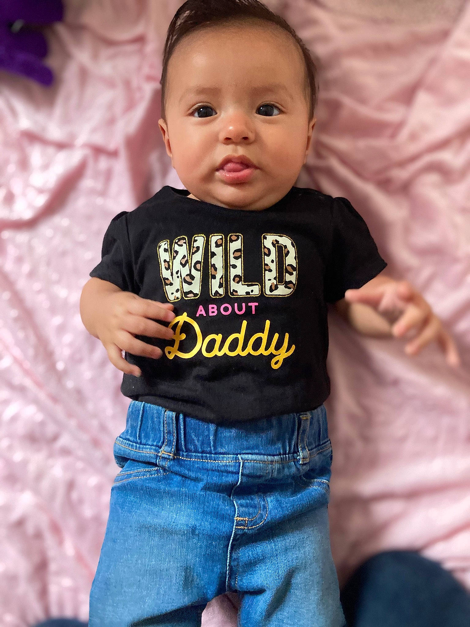 Jaylee joined the competition — help win amazing prizes! baby, baby_toddler_clothing, cheek, chin, eye, face, facial_expression, finger, flash_photography, happy, human_body, jean_short, lip, neck, nose, person, skin, sleeve, t_shirt, textile