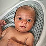 arm, baby, bath, bathroom, bathtub, bubbles, child, cleaning, cute, face, hand, head, indoors, infant, person, portrait, relaxation, skin, water, young