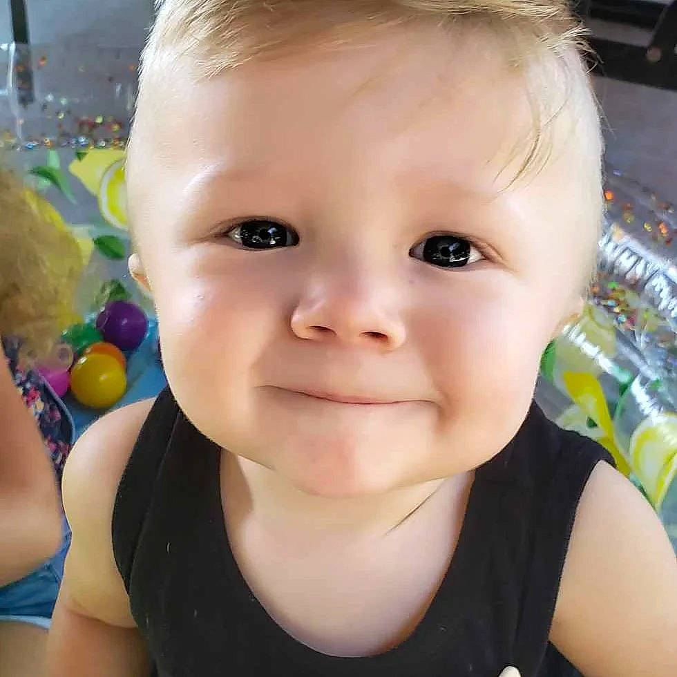 Lucas is registered to the contest to win money with this photo: baby, baby_toddler_clothing, cheek, chest, cool, ear, eye, eyebrow, eyelash, facial_expression, hair, happy, head, iris, lip, mouth, nose, person, skin, smile