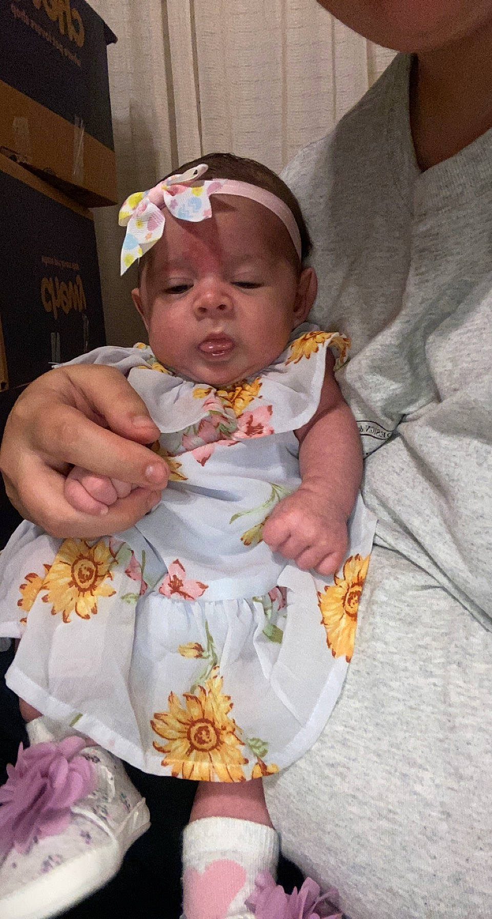 Rainey Rose joined the competition — help win amazing prizes! baby, baby_toddler_clothing, cheek, child, comfort, dress, event, facial_expression, finger, fun, goggles, happy, hat, headwear, human_body, linens, person, petal, pink, skin