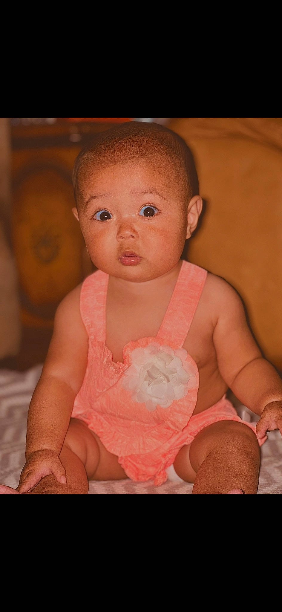 Reighlyn joined the competition — help win amazing prizes! abdomen, baby, baby_toddler_clothing, cheek, chin, eye, flash_photography, gesture, happy, human_body, iris, lip, mouth, nail, neck, nose, person, pink, skin, stomach