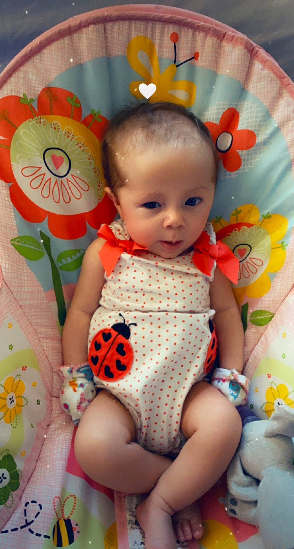 Evalynn joined the competition — help win amazing prizes! baby, baby_toddler_clothing, cheek, child, dress, eye, facial_expression, hairstyle, happy, head, iris, leaf, orange, organ, person, pink, product, skin, textile, thigh