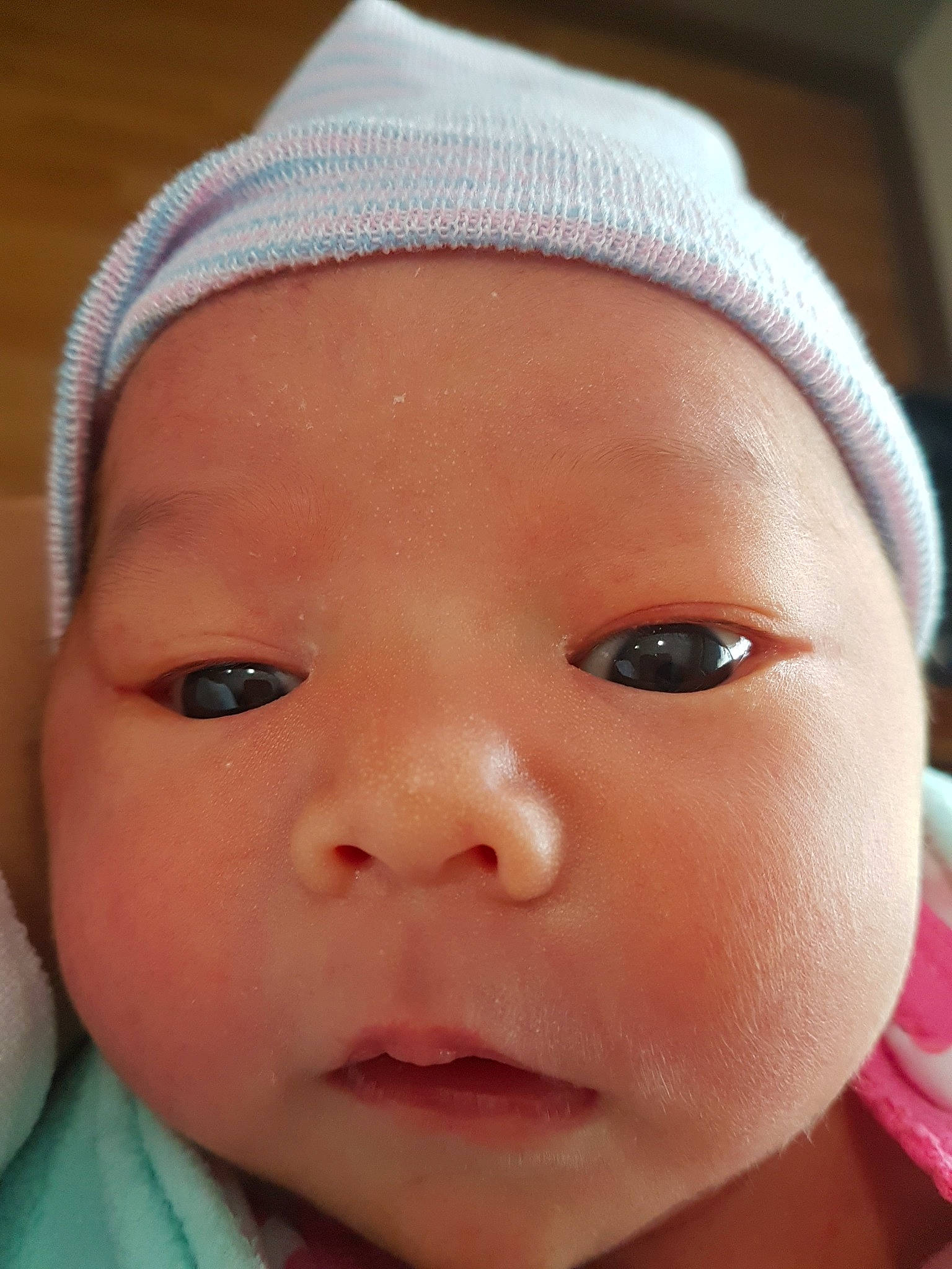 Cassie is registered to the contest to win money with this photo: baby, baby_making_funny_faces, cheek, child, chin, close_up, eye, eyebrow, eyelash, face, forehead, head, headgear, lip, mouth, nose, person, skin, toddler