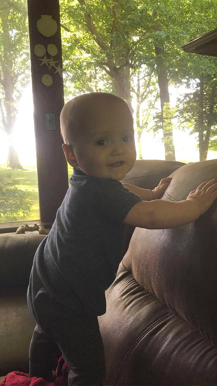 Odin is registered to the contest to win money with this photo: baby, child, leaf, light, person, photography, plant, sitting, smile, sunlight, toddler, tree, vacation