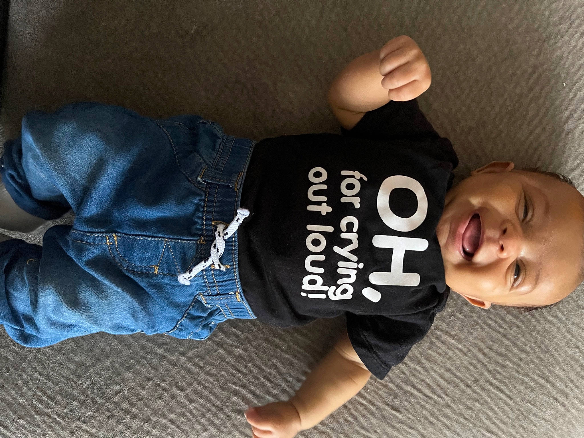Derrick joined the competition — help win amazing prizes! baby_toddler_clothing, black_hair, comfort, elbow, finger, flash_photography, hand, happy, headgear, human_body, human_leg, joint, knee, person, skin, sleeve, t_shirt, thigh, toddler, waist